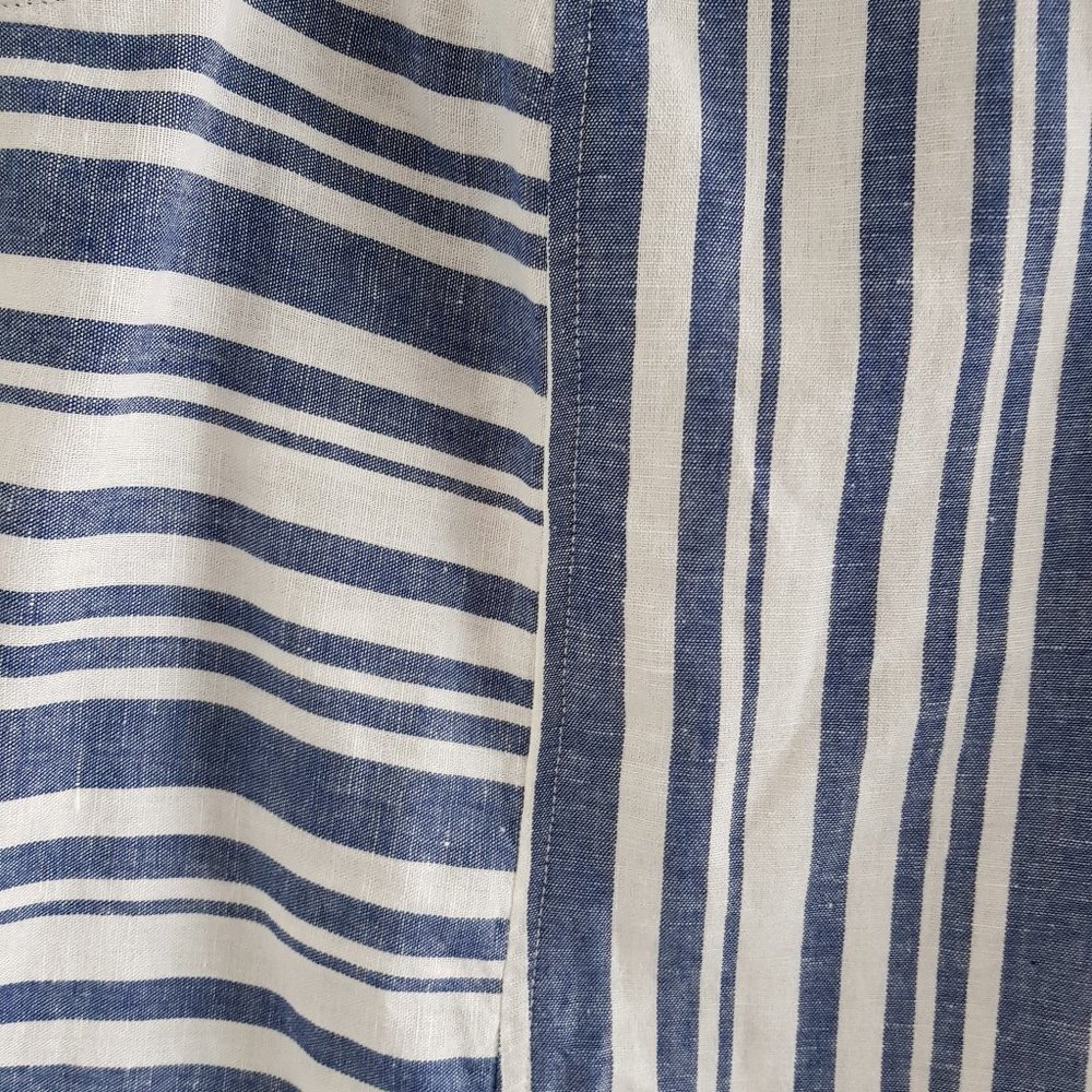 Stripe White Navy Linen Top , Sz S - Picture 3 of 4